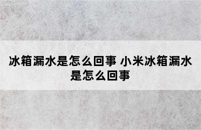 冰箱漏水是怎么回事 小米冰箱漏水是怎么回事